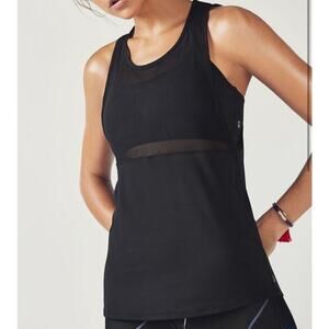 Fabletics Sandy Performance Black Tank - Activewear‎ Mesh 2 in 1 Top (NWT) - XS